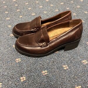 EASTLAND Newbury Womens Brown Leather Lug Sole Loafer Slip-On Shoes SZ 8.5M